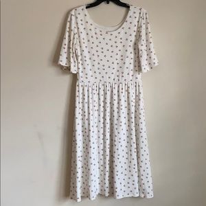 Roolee White Floral Pleated Midi Dress